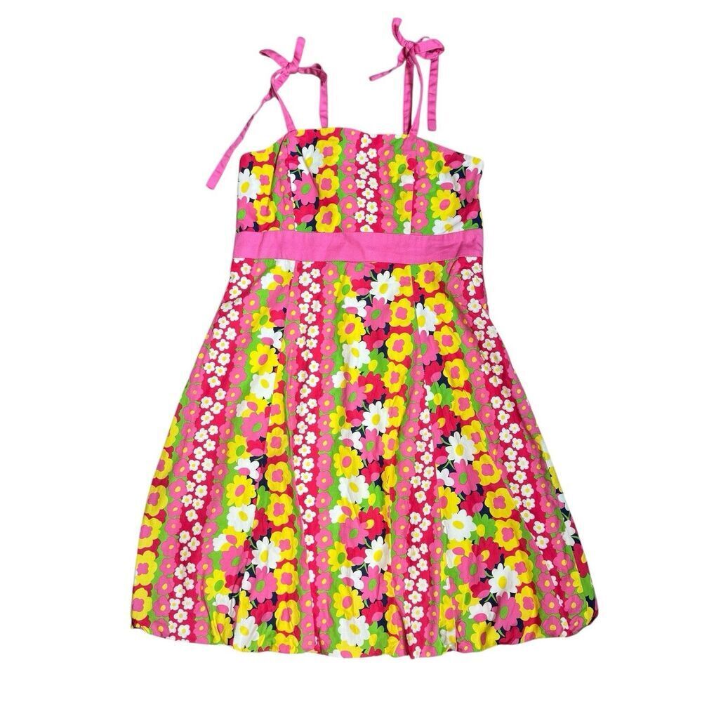 Lilly Pulitzer Girls Carolina Floral Dress Bubble Hem Size 7 Boho Hippie Preppy